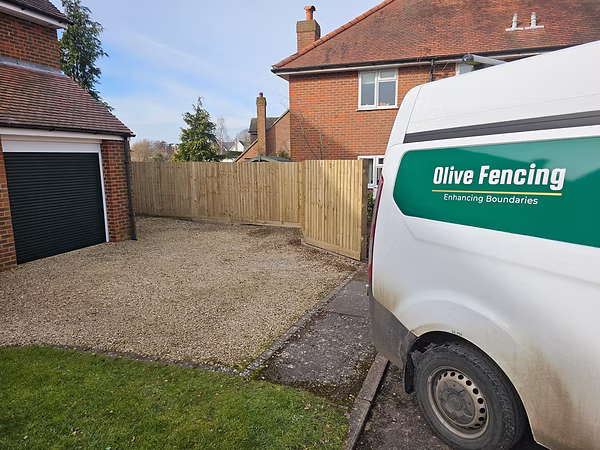 Featheredge fencing installed along front driveway boundary in Bletchley, Milton Keynes